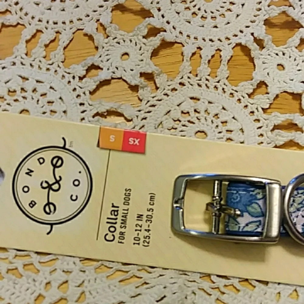 Doggie Collar - New Bond & Co Blue Blossom Dog Collar Small